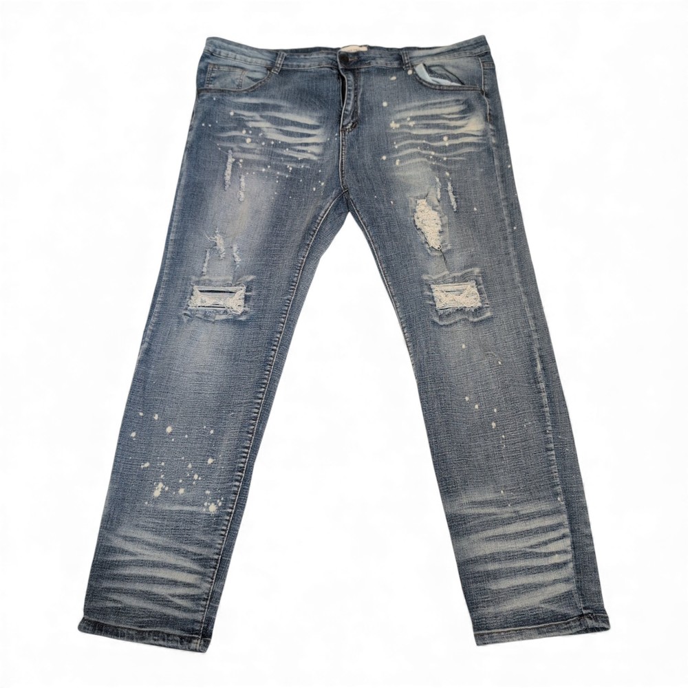 Blind Trust Men's Straight Blue Distressed Jeans W44 (Big &‎ Tall)